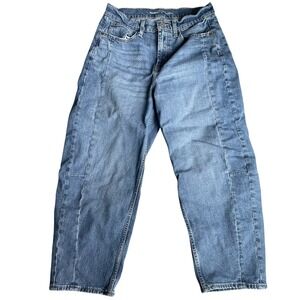 Old Navy High Rise Barrel Leg Jeans Womens 8 Cropped 25" Inseam Baggy Denim